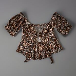 NWT Volcom Folk Yeah Top REVERSIBLE Floral Women's  Size L